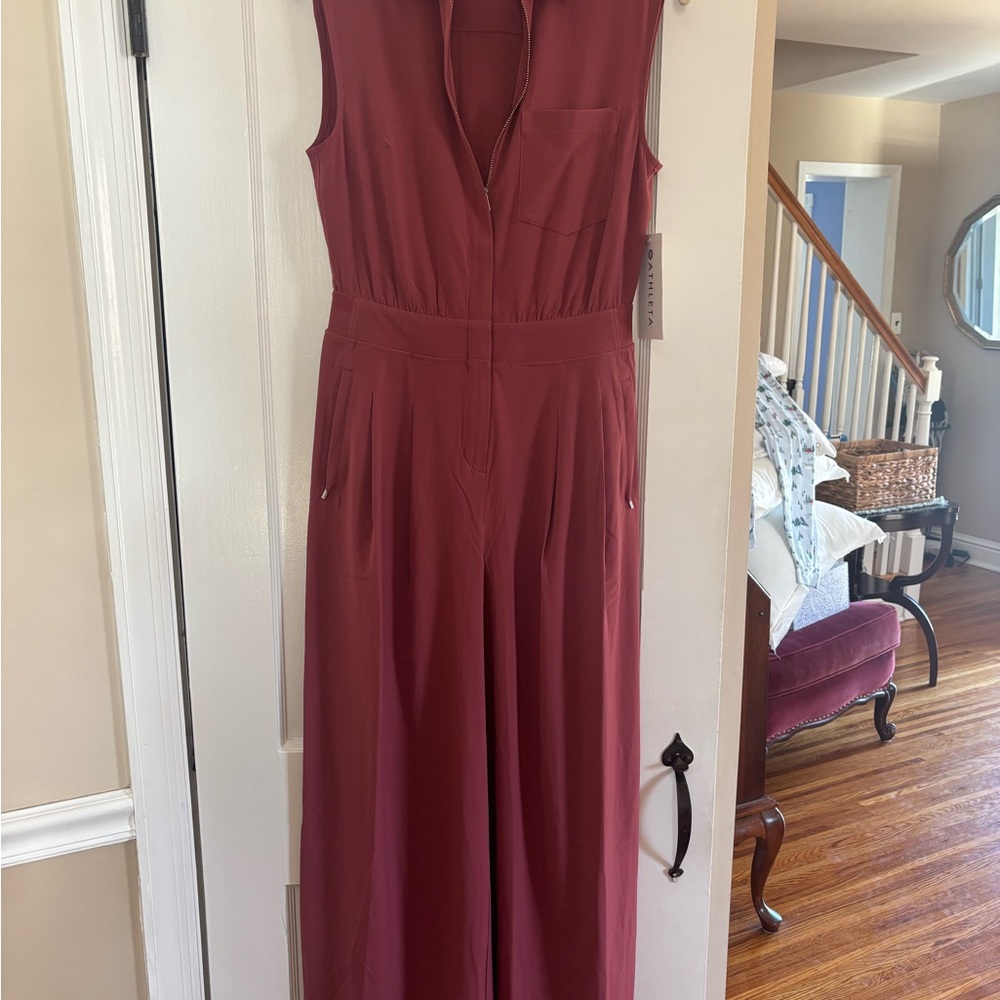Sleeveless V-Neck Wide-Leg Jumpsuit in Dusty Rose